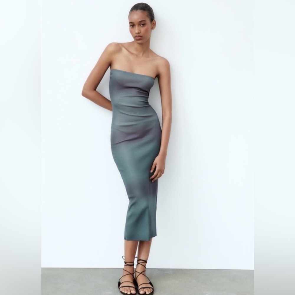 Strapless Ombre Bandeau Knit Dress